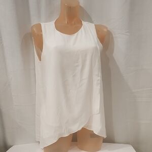 Zac & Rachel Sleeveless Asymmetrical White Chiffon Top